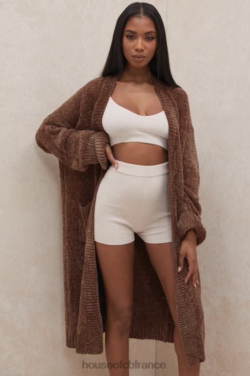 House of CB cardigan ample en chenille chocolat celine N888H1048 vêtements