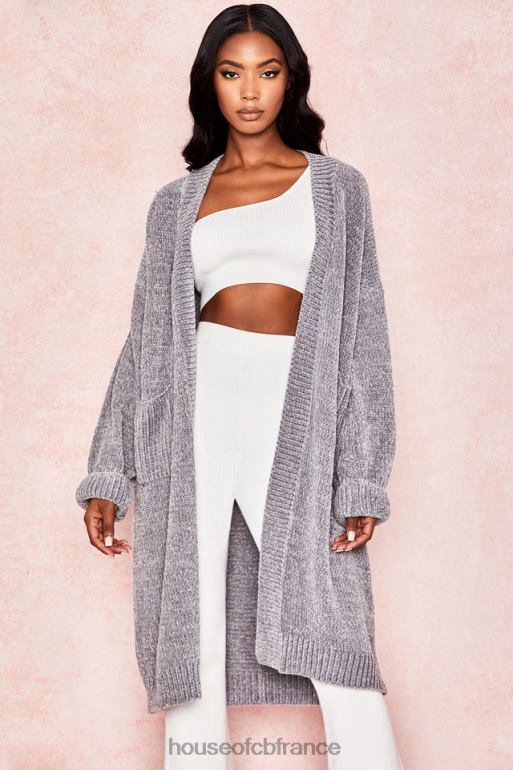 House of CB cardigan ample en chenille gris céline N888H1053 vêtements