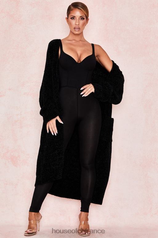 House of CB cardigan ample en chenille noir celine N888H1052 vêtements