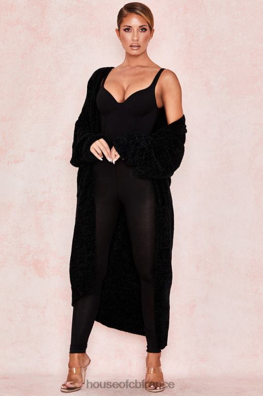 House of CB cardigan ample en chenille noir celine N888H1052 vêtements