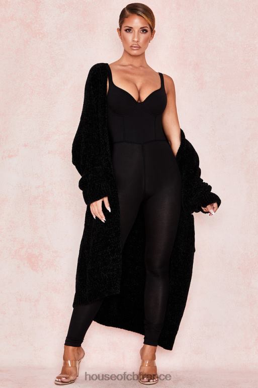 House of CB cardigan ample en chenille noir celine N888H1052 vêtements