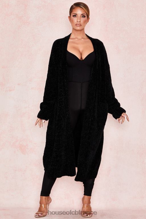 House of CB cardigan ample en chenille noir celine N888H1052 vêtements