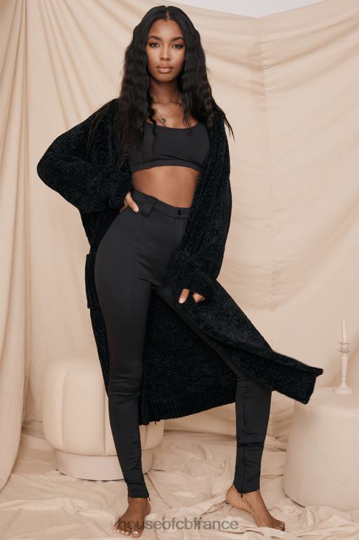House of CB cardigan ample en chenille noir celine N888H1052 vêtements