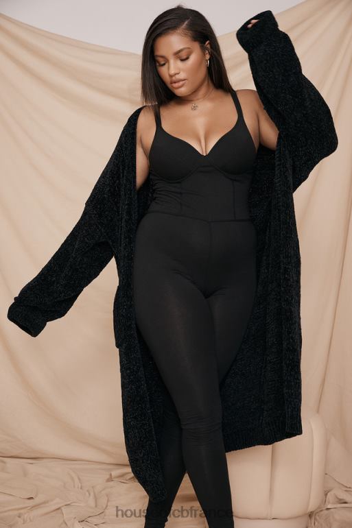 House of CB cardigan ample en chenille noir celine N888H1052 vêtements