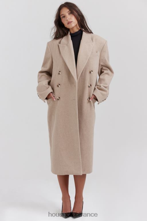 House of CB manteau croisé Carter Oatmeal N888H1027 vêtements