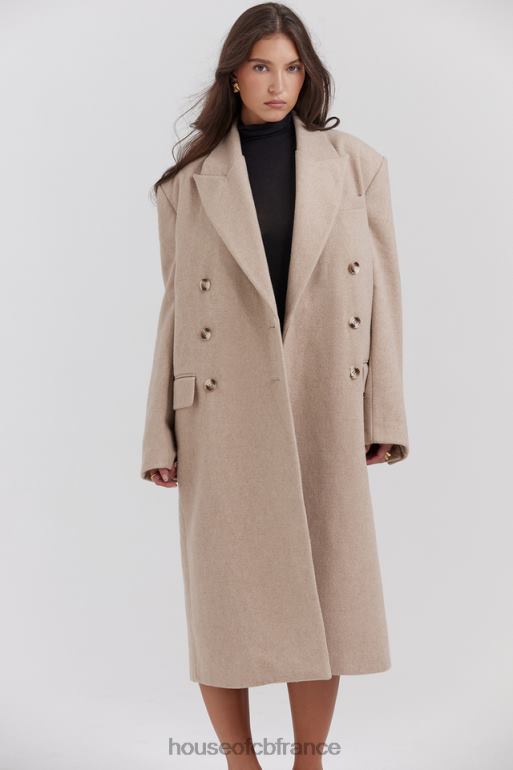 House of CB manteau croisé Carter Oatmeal N888H1027 vêtements