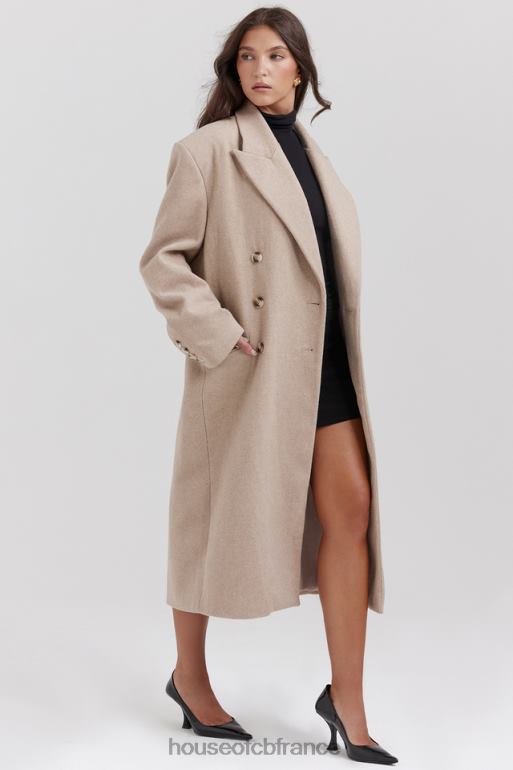 House of CB manteau croisé Carter Oatmeal N888H1027 vêtements