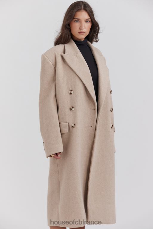House of CB manteau croisé Carter Oatmeal N888H1027 vêtements