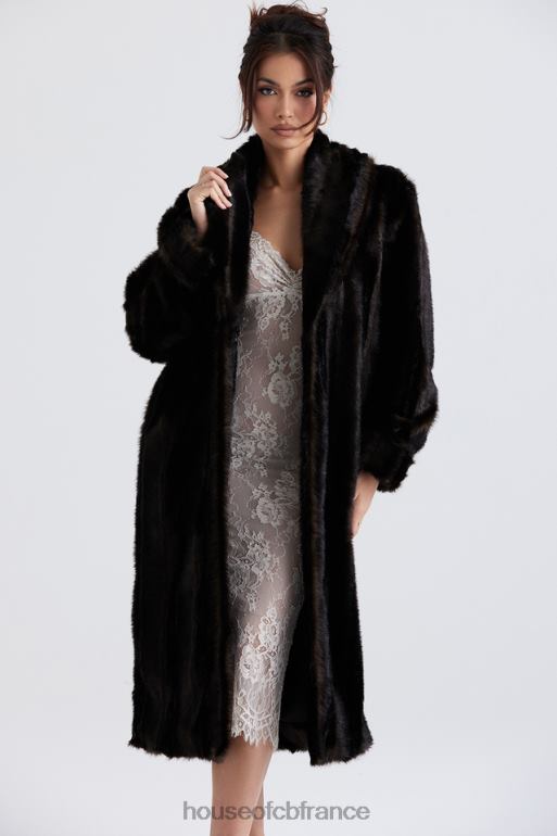 House of CB manteau en fausse fourrure marron foncé callie N888H1036 vêtements