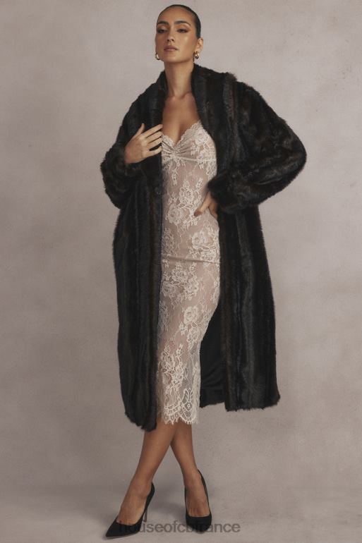 House of CB manteau en fausse fourrure marron foncé callie N888H1036 vêtements