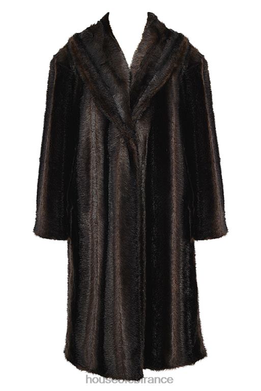 House of CB manteau en fausse fourrure marron foncé callie N888H1036 vêtements
