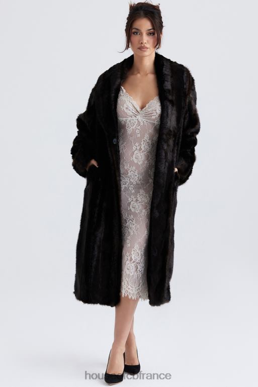 House of CB manteau en fausse fourrure marron foncé callie N888H1036 vêtements