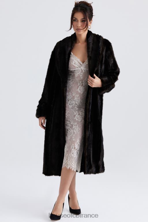 House of CB manteau en fausse fourrure marron foncé callie N888H1036 vêtements