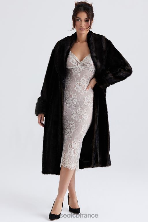 House of CB manteau en fausse fourrure marron foncé callie N888H1036 vêtements
