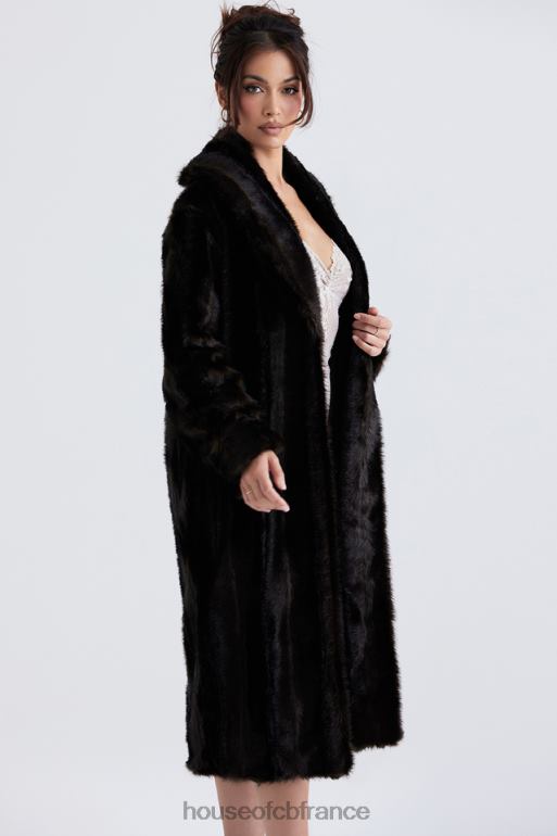 House of CB manteau en fausse fourrure marron foncé callie N888H1036 vêtements