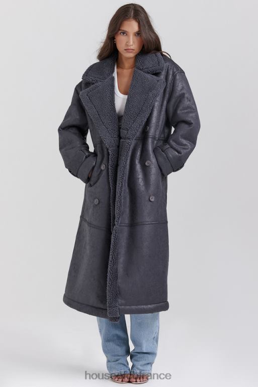 House of CB manteau en peau de mouton végétalien gris deiji N888H1024 vêtements