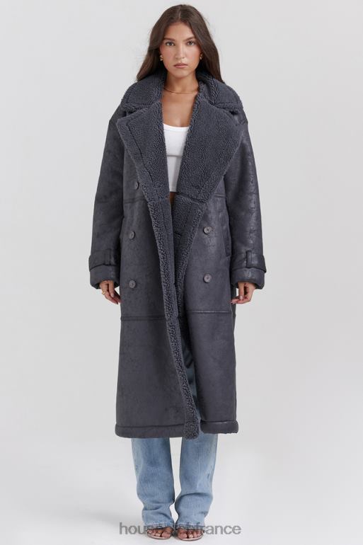 House of CB manteau en peau de mouton végétalien gris deiji N888H1024 vêtements