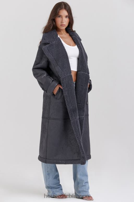 House of CB manteau en peau de mouton végétalien gris deiji N888H1024 vêtements