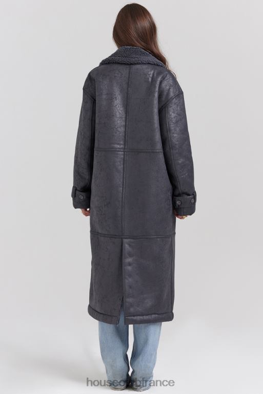 House of CB manteau en peau de mouton végétalien gris deiji N888H1024 vêtements