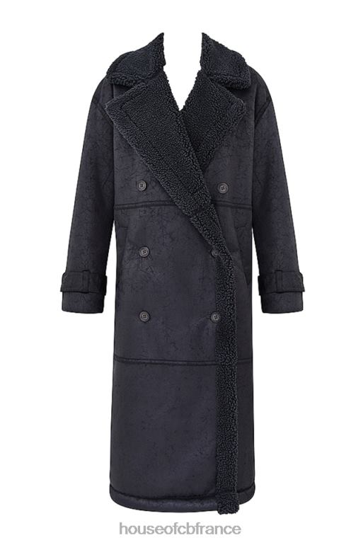 House of CB manteau en peau de mouton végétalien gris deiji N888H1024 vêtements