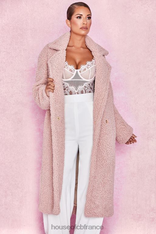 House of CB manteau sherpa en fausse fourrure blush ours N888H1055 vêtements
