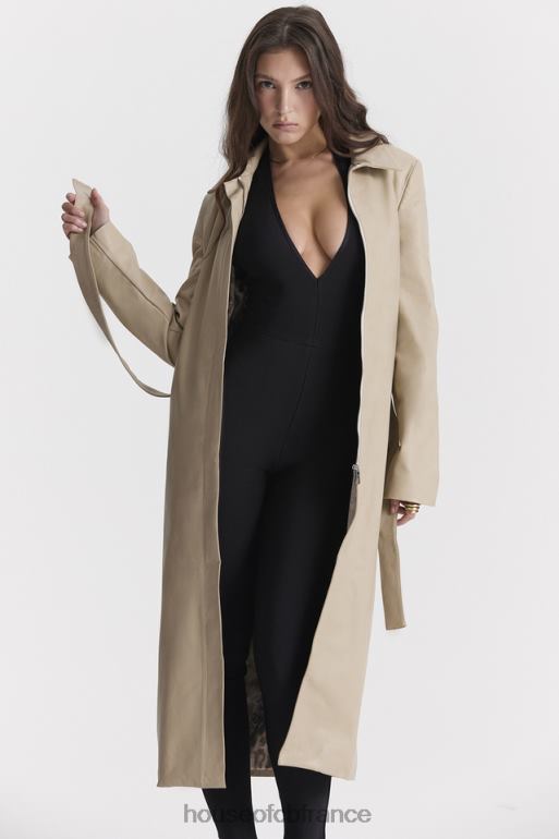 House of CB trench-coat en cuir vegan beige ariel N888H1030 vêtements