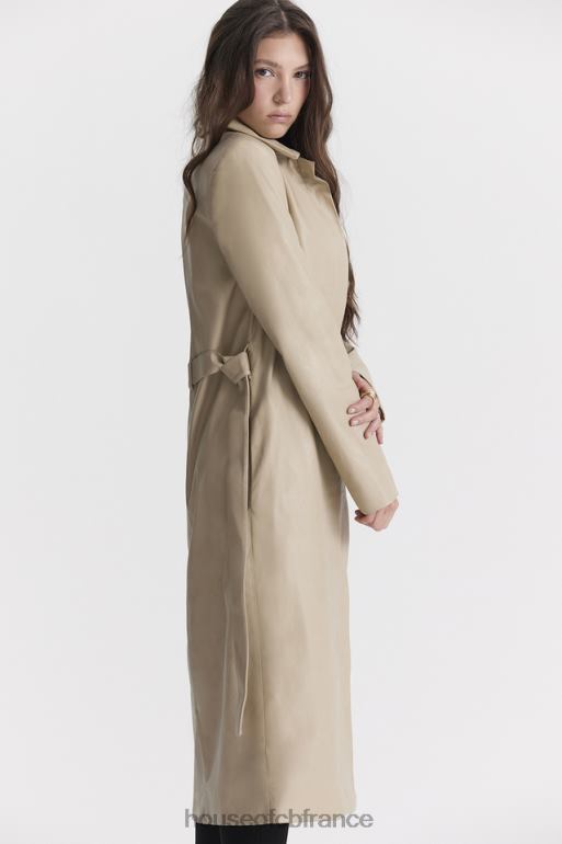 House of CB trench-coat en cuir vegan beige ariel N888H1030 vêtements