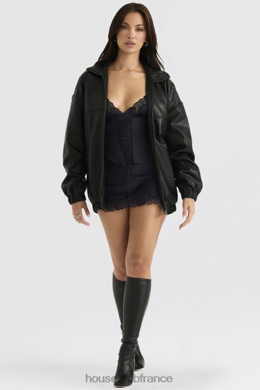 House of CB blouson aviateur oversize en cuir vegan noir larissa N888H1039 vêtements