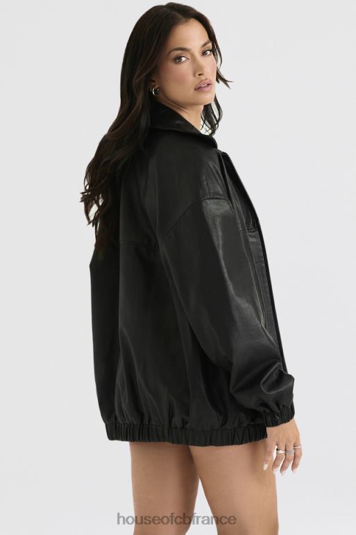 House of CB blouson aviateur oversize en cuir vegan noir larissa N888H1039 vêtements
