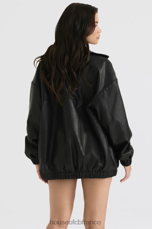 House of CB blouson aviateur oversize en cuir vegan noir larissa N888H1039 vêtements