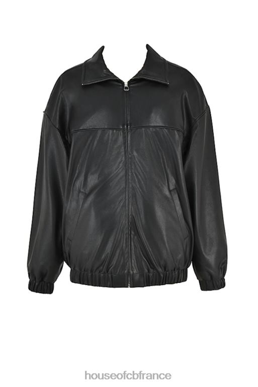 House of CB blouson aviateur oversize en cuir vegan noir larissa N888H1039 vêtements