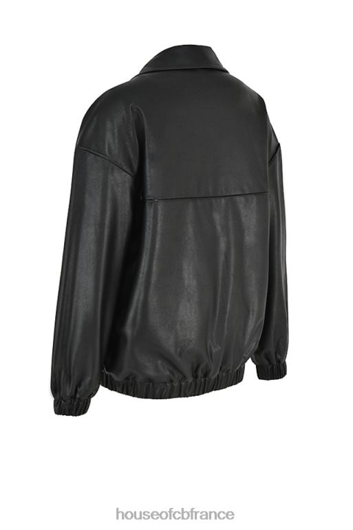 House of CB blouson aviateur oversize en cuir vegan noir larissa N888H1039 vêtements