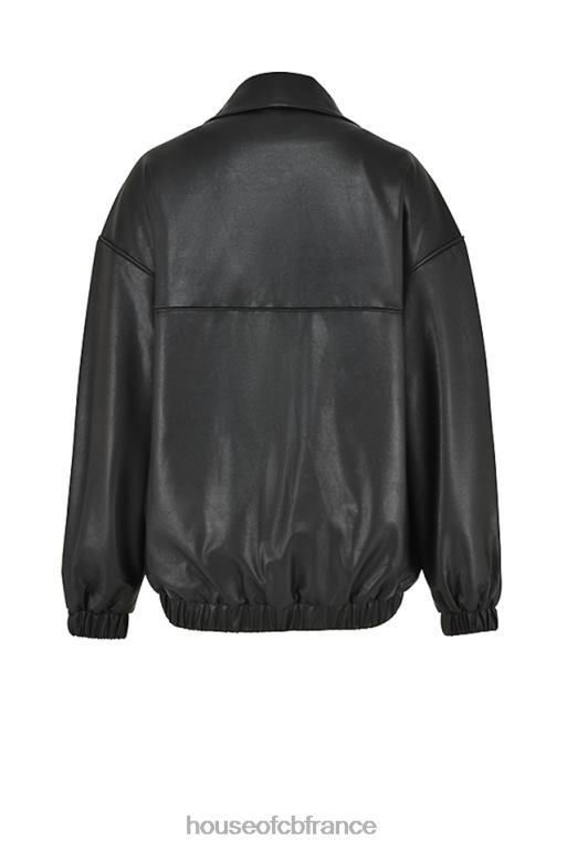 House of CB blouson aviateur oversize en cuir vegan noir larissa N888H1039 vêtements