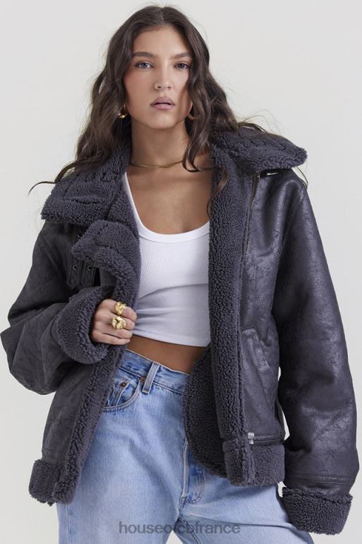 House of CB veste aviateur en peau de mouton végétalienne gris Madden N888H1026 vêtements