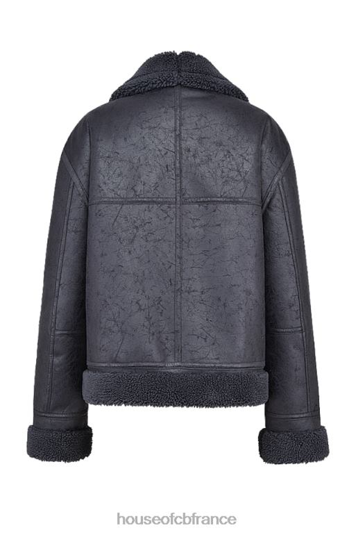 House of CB veste aviateur en peau de mouton végétalienne gris Madden N888H1026 vêtements