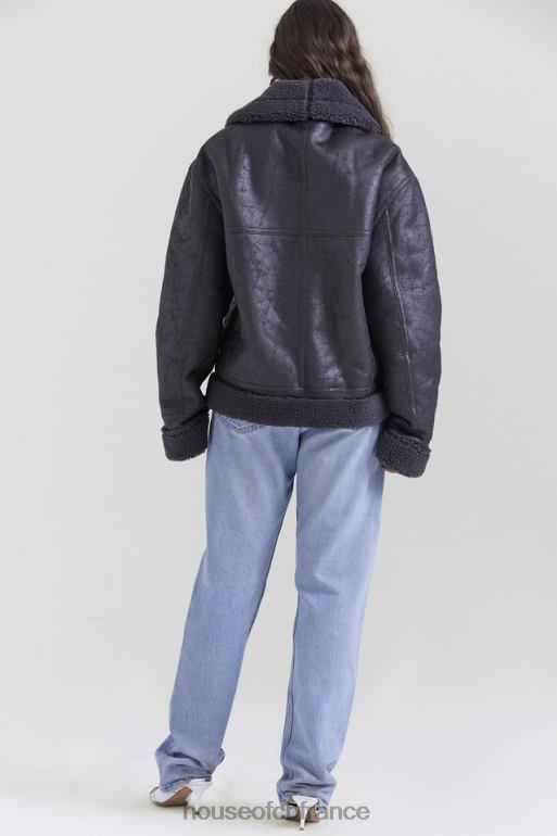 House of CB veste aviateur en peau de mouton végétalienne gris Madden N888H1026 vêtements