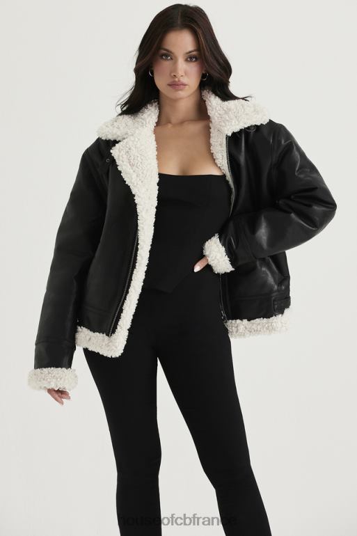 House of CB veste aviateur en peau de mouton végétalienne noire madden N888H1041 vêtements