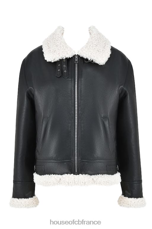 House of CB veste aviateur en peau de mouton végétalienne noire madden N888H1041 vêtements