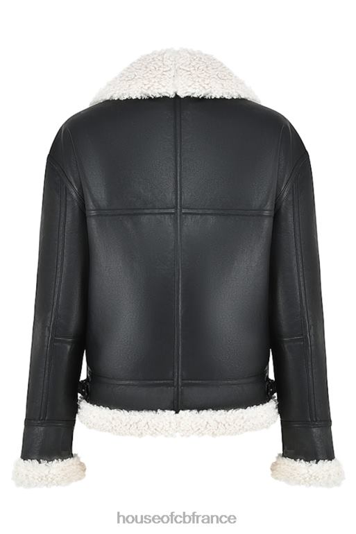 House of CB veste aviateur en peau de mouton végétalienne noire madden N888H1041 vêtements