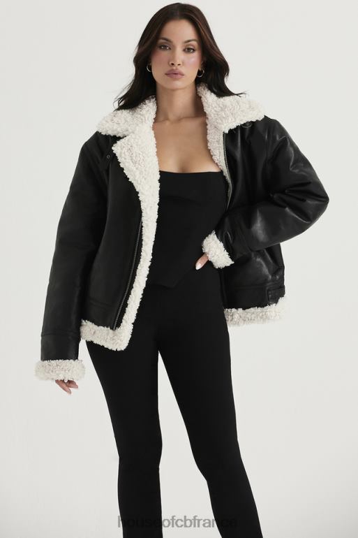 House of CB veste aviateur en peau de mouton végétalienne noire madden N888H1041 vêtements