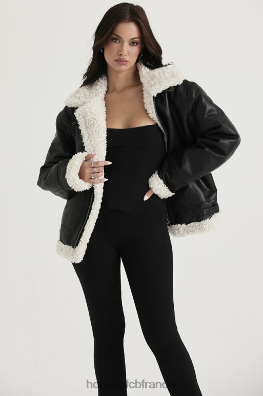 House of CB veste aviateur en peau de mouton végétalienne noire madden N888H1041 vêtements
