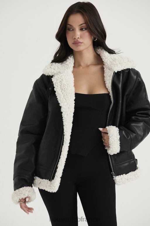 House of CB veste aviateur en peau de mouton végétalienne noire madden N888H1041 vêtements