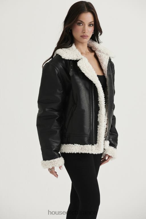 House of CB veste aviateur en peau de mouton végétalienne noire madden N888H1041 vêtements