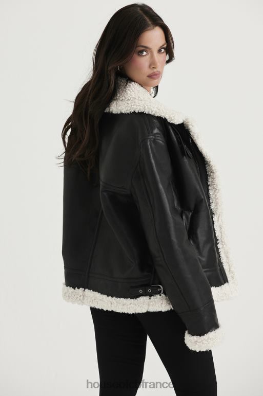 House of CB veste aviateur en peau de mouton végétalienne noire madden N888H1041 vêtements