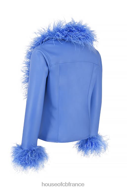 House of CB veste bordée de cuir végétalien salomé bleuet N888H1045 vêtements