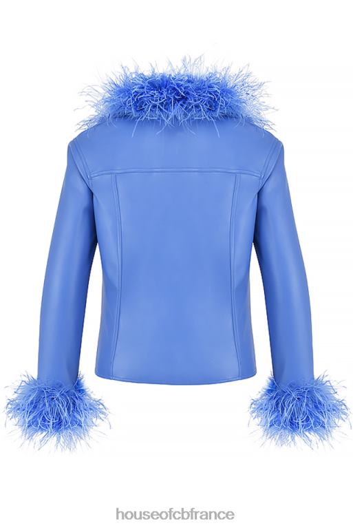 House of CB veste bordée de cuir végétalien salomé bleuet N888H1045 vêtements