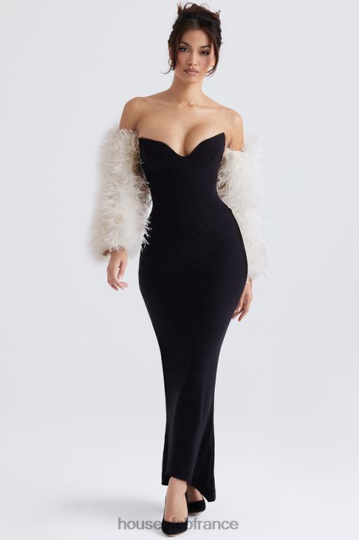 House of CB veste à manches marabout blanc cassé cendré N888H1037 vêtements