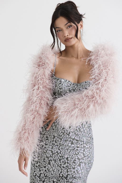 House of CB veste à manches marabout rose tendre cendré N888H1035 vêtements